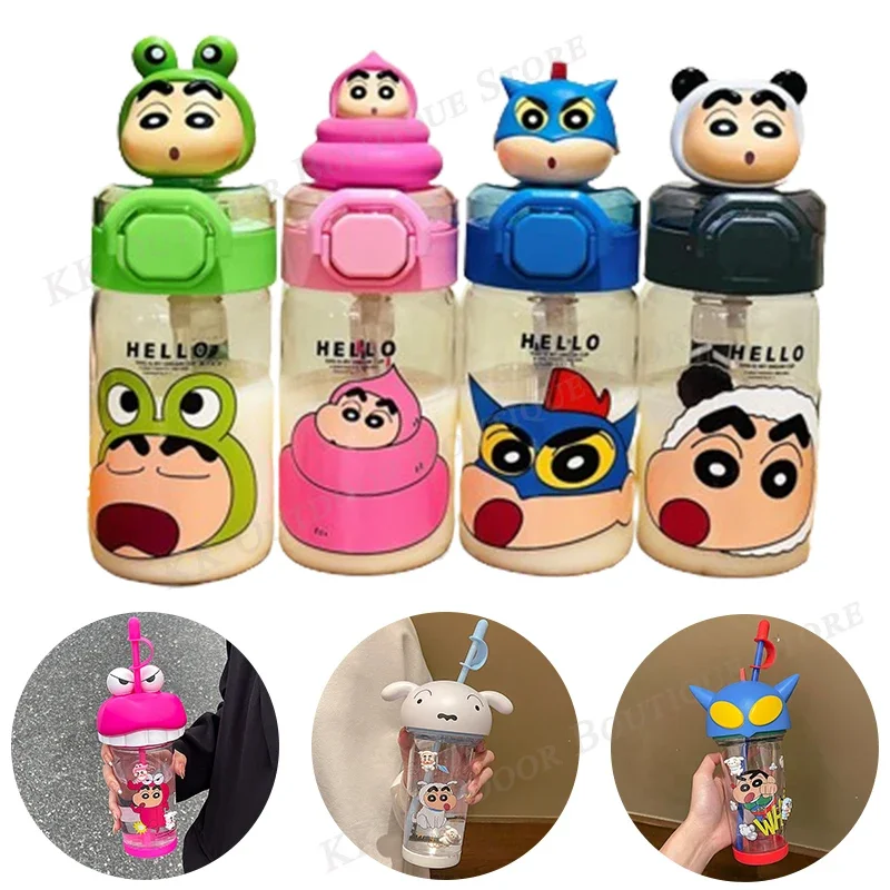 

В наличии Crayon Shin-Chan Cup Sippy Cup стеклянная соломенная чашка летняя чашка для питья термостойкая Высокая боросиликатная игрушка Детские подарки