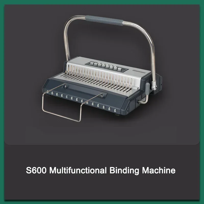 소형 전기 S600 빗 제본기 와이어 바인더 페로인 고무 링 다기능 제본기 이중 와이어 데스크 캘린더