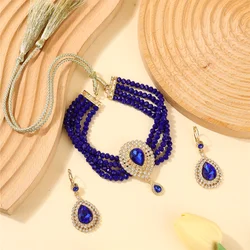Elegant Moroccan Jewelry Set for Women - Luxurious Traditional Accessories for Weddings, Parties, and Gifts (Blue)