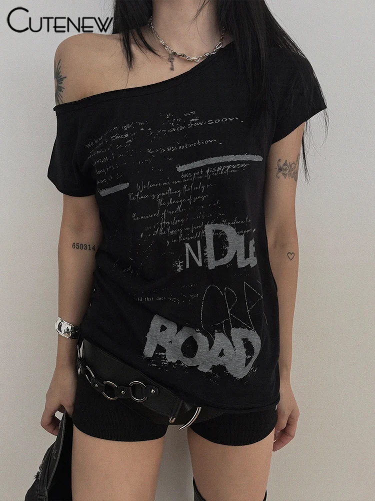 Camisetas de moda para mujer, con estampado de letras irregulares, clásicas de verano, de manga corta, básicas, para mujer, estilo urbano salvaje a juego.