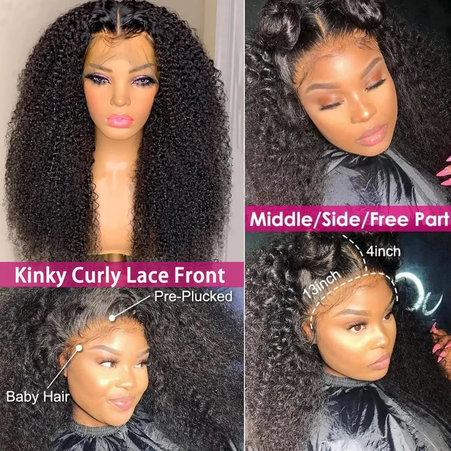 200% Density 13x4 HD Transparent Jerry Curly Lace Front Wig Human Hair Pre Plucked Kinky Curly Lace Front Wigs Human Hair Wig