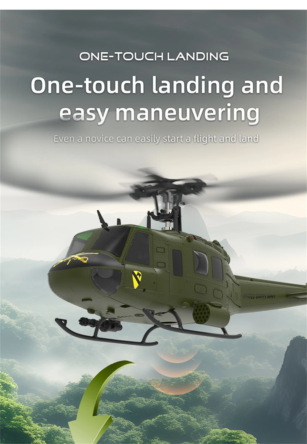 Eachine E190 1:34 UH-1 HUEY Scale 2.4G 6CH GPS Altitude Hold