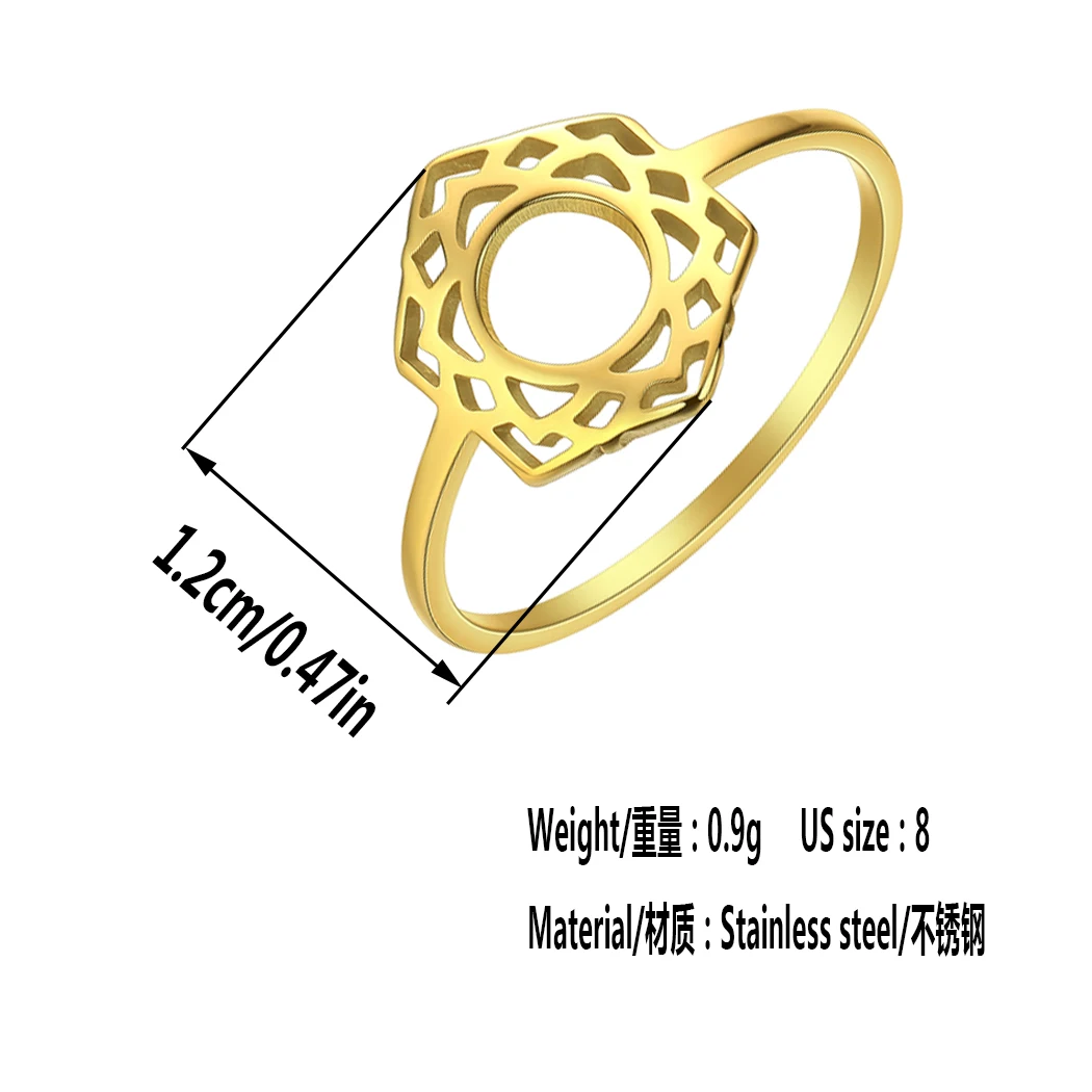 Anillo Geométrico de Flor y Hoja Vintage (Acero Inoxidable Dorado) S4a2e37009b73461e9d46b1be5dcbd148H