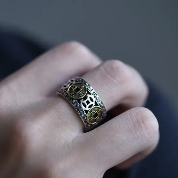 Vintage Punk Kupfer Münze Ring Für Männer Frauen Bringen Reichtum Glück Ring Chinesischen Feng Shui Pixiu Finger Ringe Gothic schmuck Geschenk – Detail 33