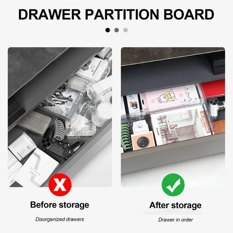 Adjustable Drawer Divider Organizer Clear Plastic for Cabinet Storage Clothes Kitchen Tools Multifunctional Home Organization