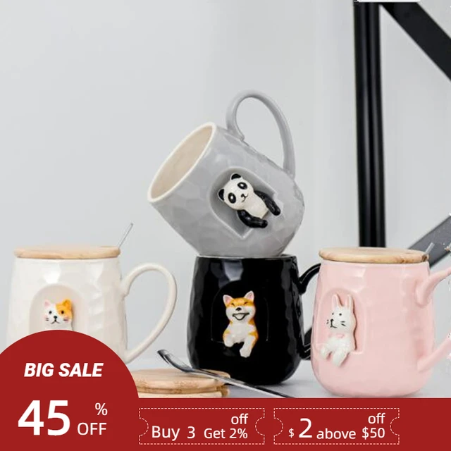 Cute Panda Mug with Spoon and Lid - 350ml Ceramic Panda Cup