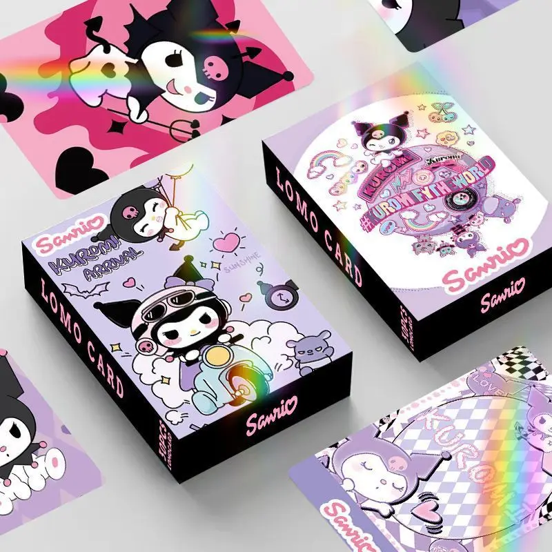 

30pcs Kuromi Anime Lomo Card Sanrio Bookmarks Double-sided Flash Collection Card Japanese Photo Gift Toy For Fans Collection