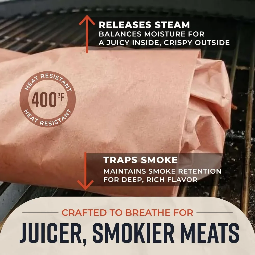 Pink Butcher Paper Roll 18"x175' &ndash; Food-Grade BBQ Smoking Wrap, Unbleached Unwaxed