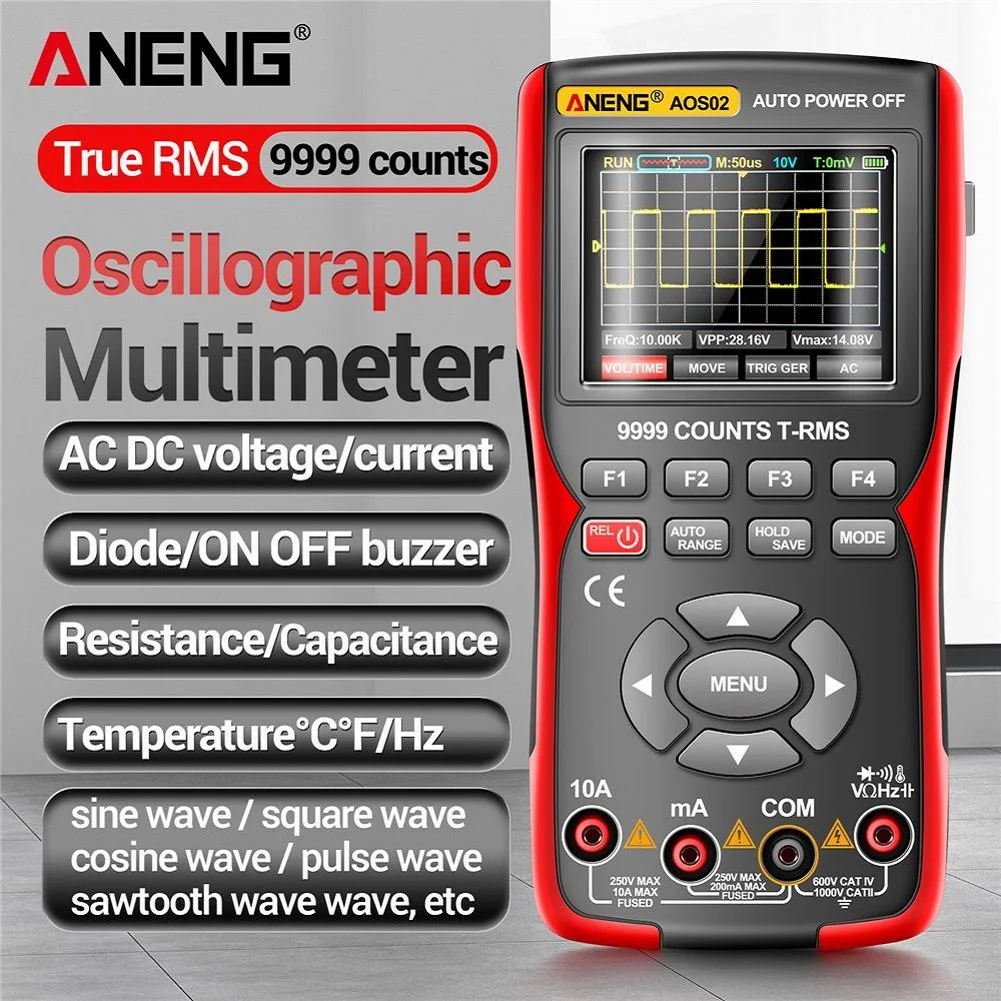 

New AOS02 Digital Oscilloscope Transistor Test Multimeter 48MS/s Sampling Rate 10MHZ Analog Bandwidth Support Waveform Storage