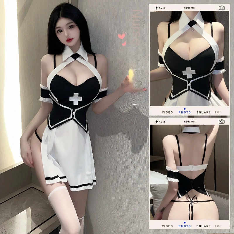 

Fun Lingerie Sexy Nurse Uniform role-playing Pure Desire Bed No Take Off Exposed Underwear Fun Set Passionate Convenient