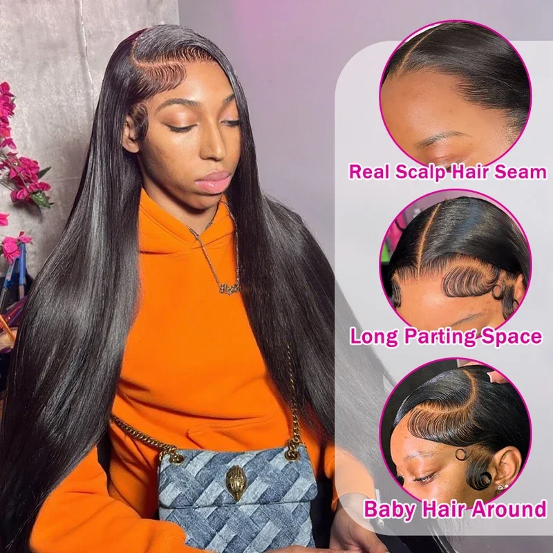 100% Human Hair Bone Straight Wig 13x4/13x6/5x5 HD Lace Frontal Glueless 30 40 Inch Brazilian For Women