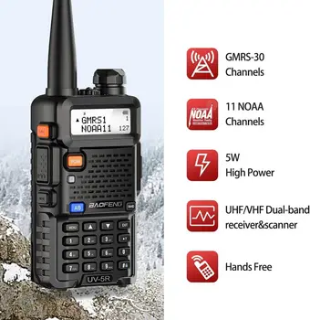 2X Baofeng UV-5R GMRS Walkie Talkie Dual Band VHF UHF Long Range High Power NOAA Rechargeable UV5R Handheld Ham Two Way Radio 2