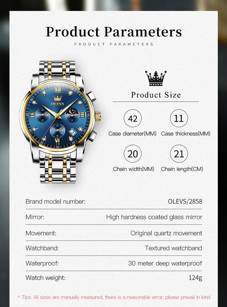 OLEVS 2858 Men's Watch - Back view