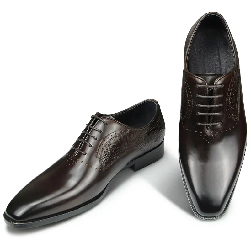 Authentic Leather Pointed Toe Black Dress Oxford Shoes For Male Elegant Workplace Formal Office Pigskin Lining China Made