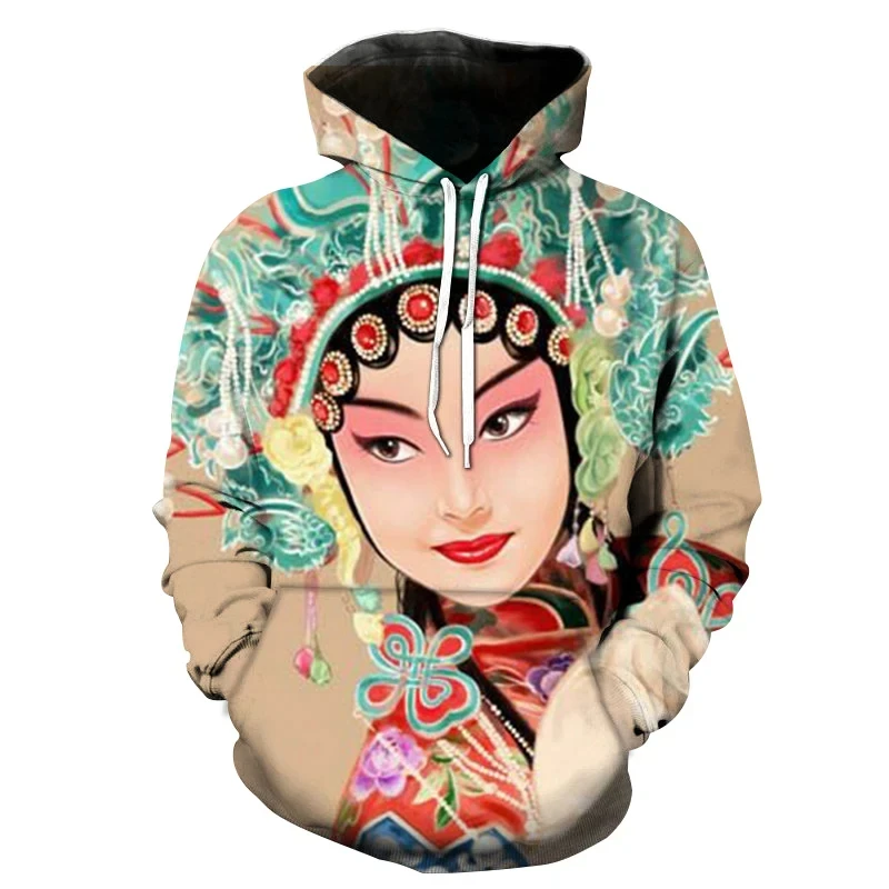 

Chinese Opera Culture 3D Printed Hoodies For Men Clothes Drama Art Graphic Sweatshirts Casual Streetwear Women Pullovers Y2k Top