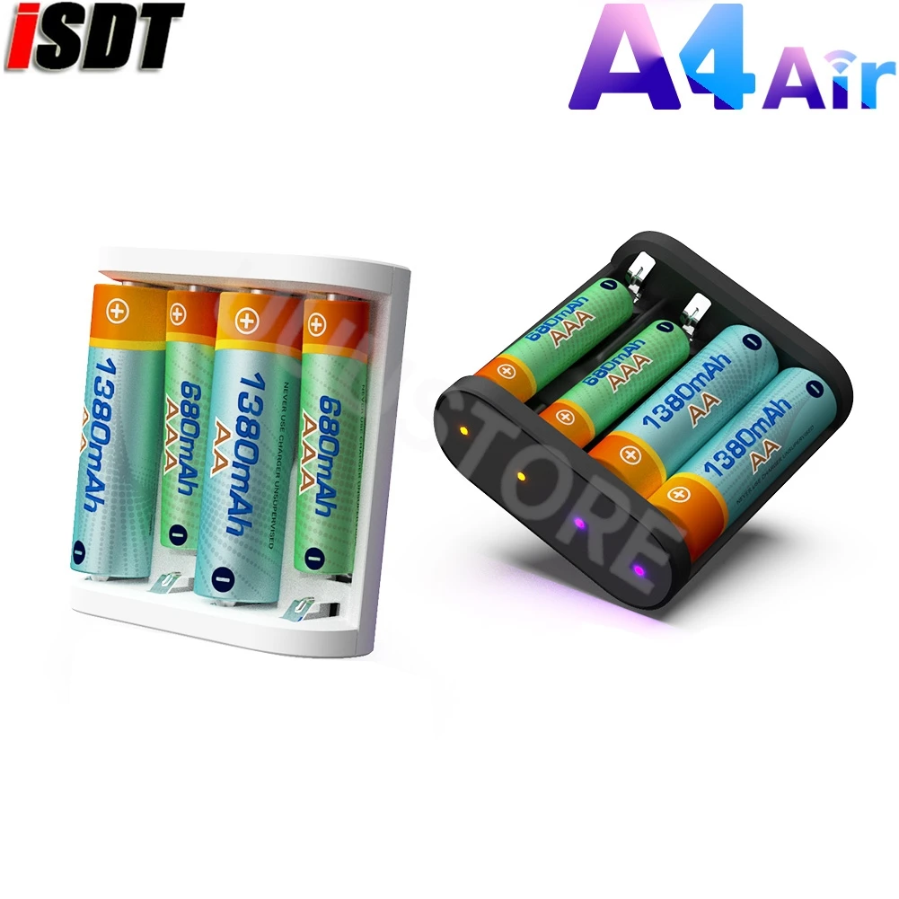 

ISDT A4 Air 10W 1.5A DC Smart Battery Charger For AA AAA 10500 12500 NiMH NiCd Li-lon LiFePO4 Battery