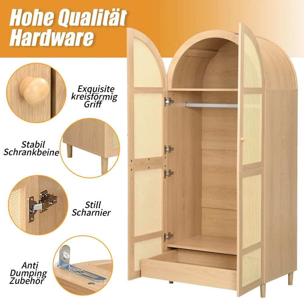 Moderner luxuriöser Kleiderschrank mit gebogenen Türen, großzügiger Stauraum, Kleiderständer und Schubladen, für Schlafzimmer und Eingangsbereiche – Detail 21