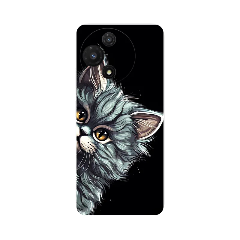 Black TPU Soft Silicone Cute Cat Phone Protective Back Cover Case