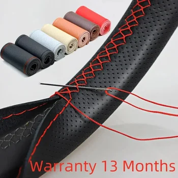 Coprivolante universale in pelle per auto Stitch On Wrap Cover adatto per 38cm 14 "cucito fai da te traspirante e antiscivolo nero grigio Beige