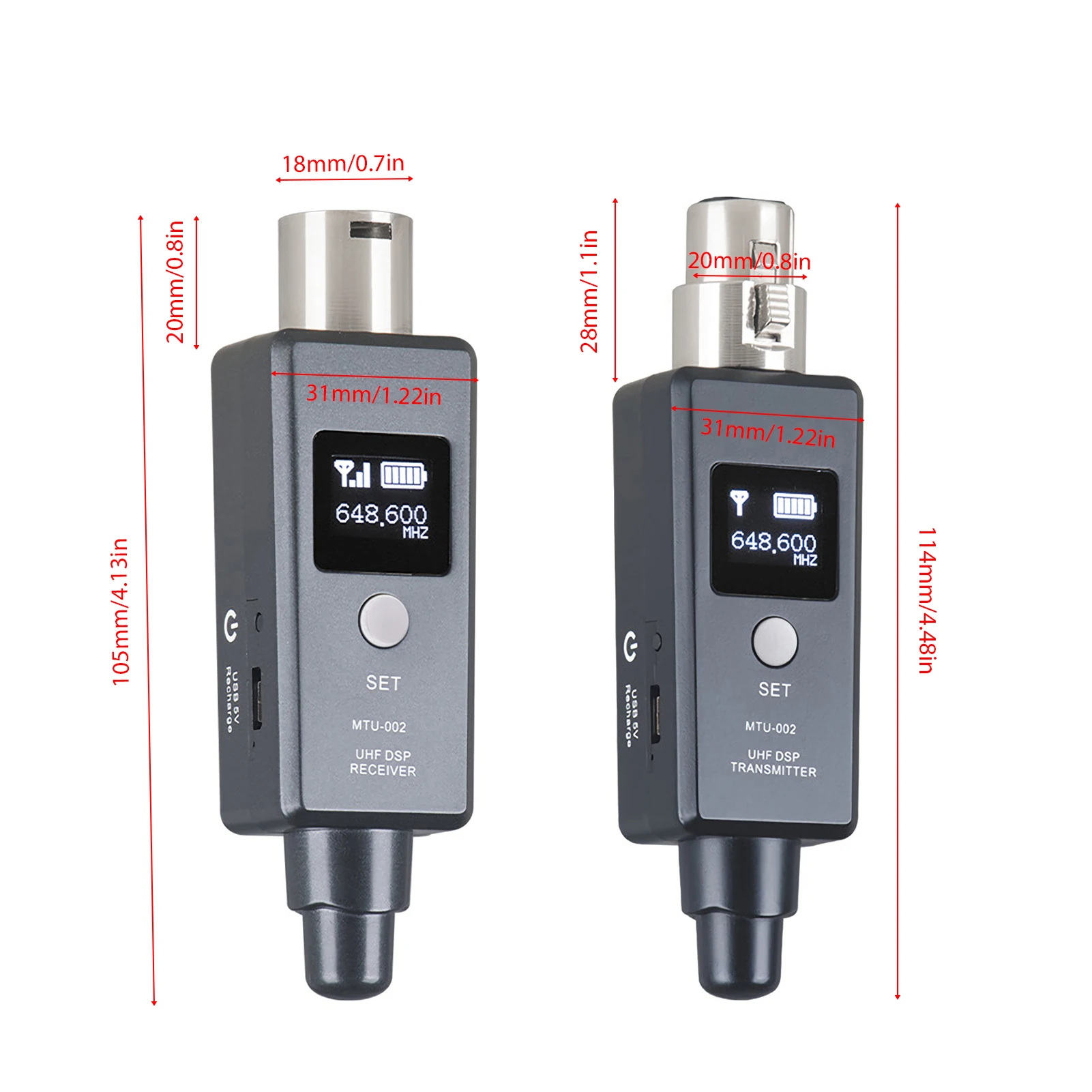 1 Pair Microphone Wireless System Wireless Transmitter System Transmitter & Receiver for Dynamic/Condenser Microphone