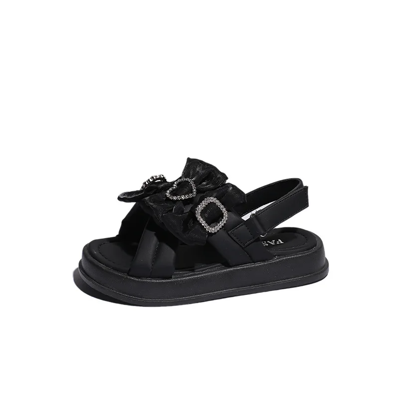 Girls' Slippers Summer New Sandals Breathable Bow Children's Soft Sole Beach Shoes Princess