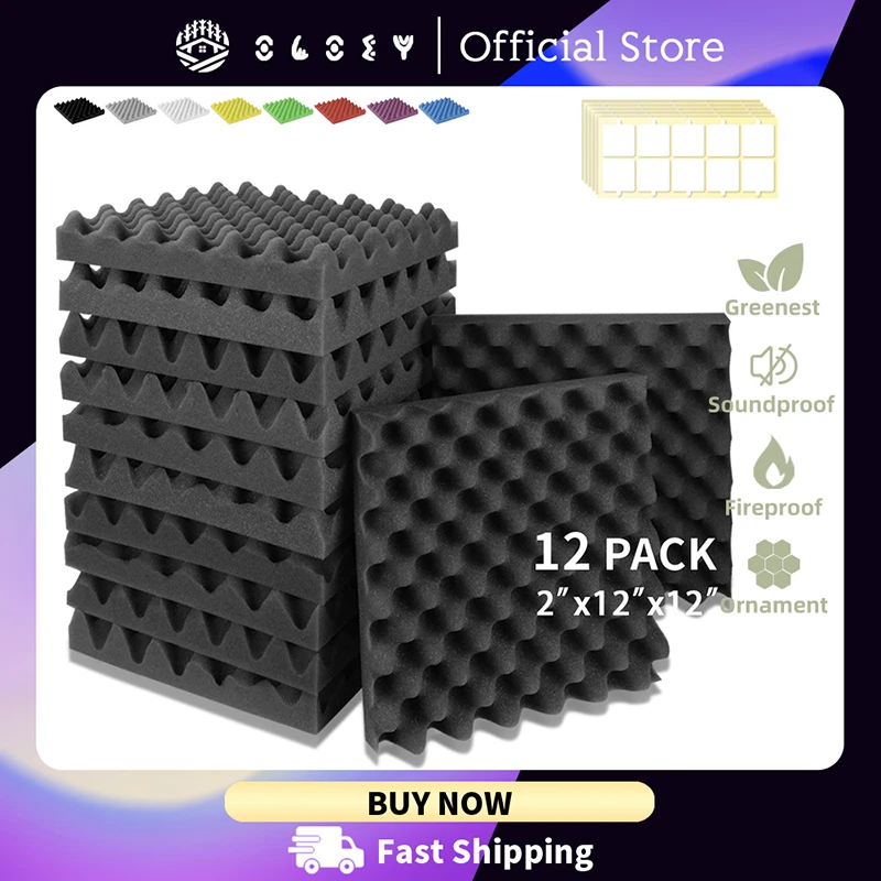 Acoustic Foam Panels Sound Insulator 12 Pcs Bedroom Egg Crate Acoustic