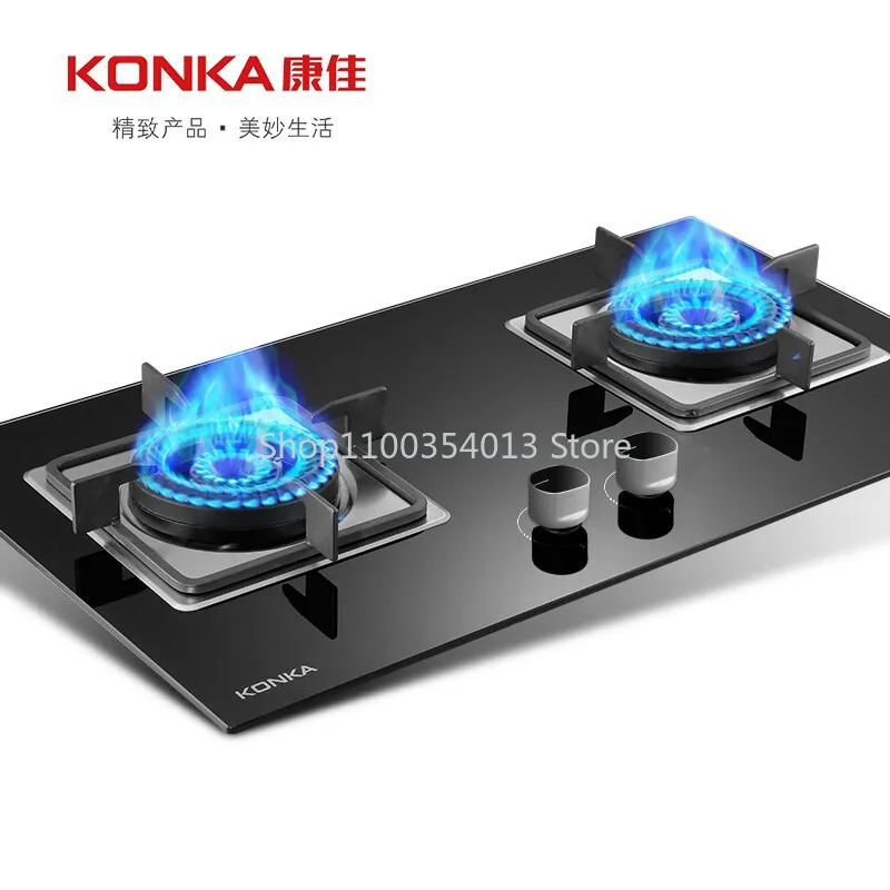 

Gas Stove Dual-cooker 4.8KW Fierce Stove Home built-in Energy saving Tempered Glass 12T Natural Gas/ 20Y Liquefied Gas Stove