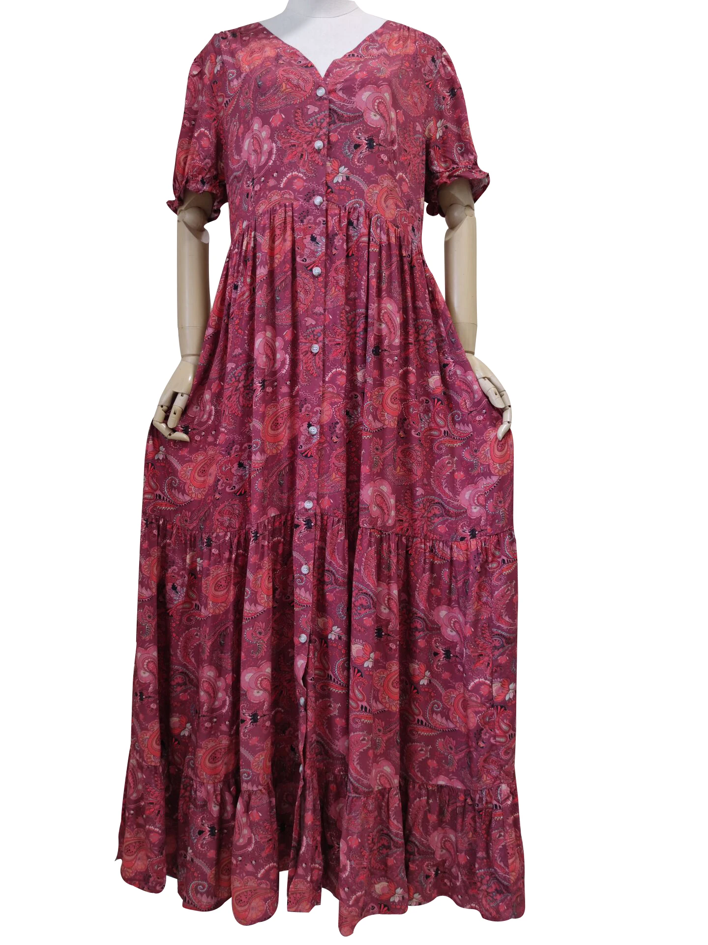 thumbnail image 1 of Vestidos largos bohemios con cuello en V de TEELYNN para mujer, vestidos vintage 2022 con estampado floral y mangas abullonadas, vestidos de verano gitanos hippies, vestidos bohemios, 1 of 5