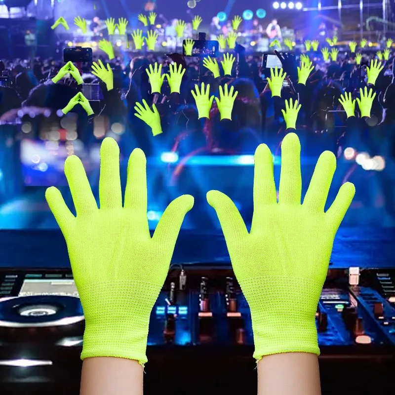Luminous Fluorescent Green Gloves for Concerts, Parties, and Performances