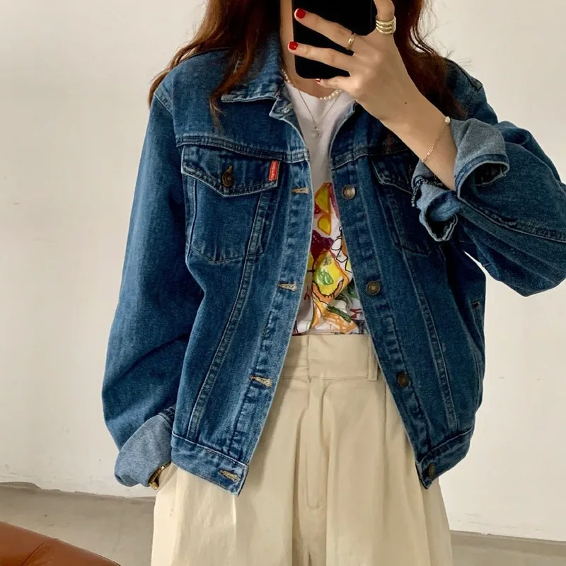 

Korean Fashion Denim Jacket Women Coat 2023 Spring Jackets Y2k Loose Casual Jacket Harajuku Oversized Top Casual Simple Outwear
