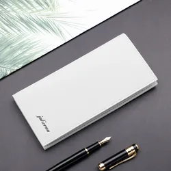 Sleek Long - Style Minimalist PU Leather Wallet in Black and White (White)
