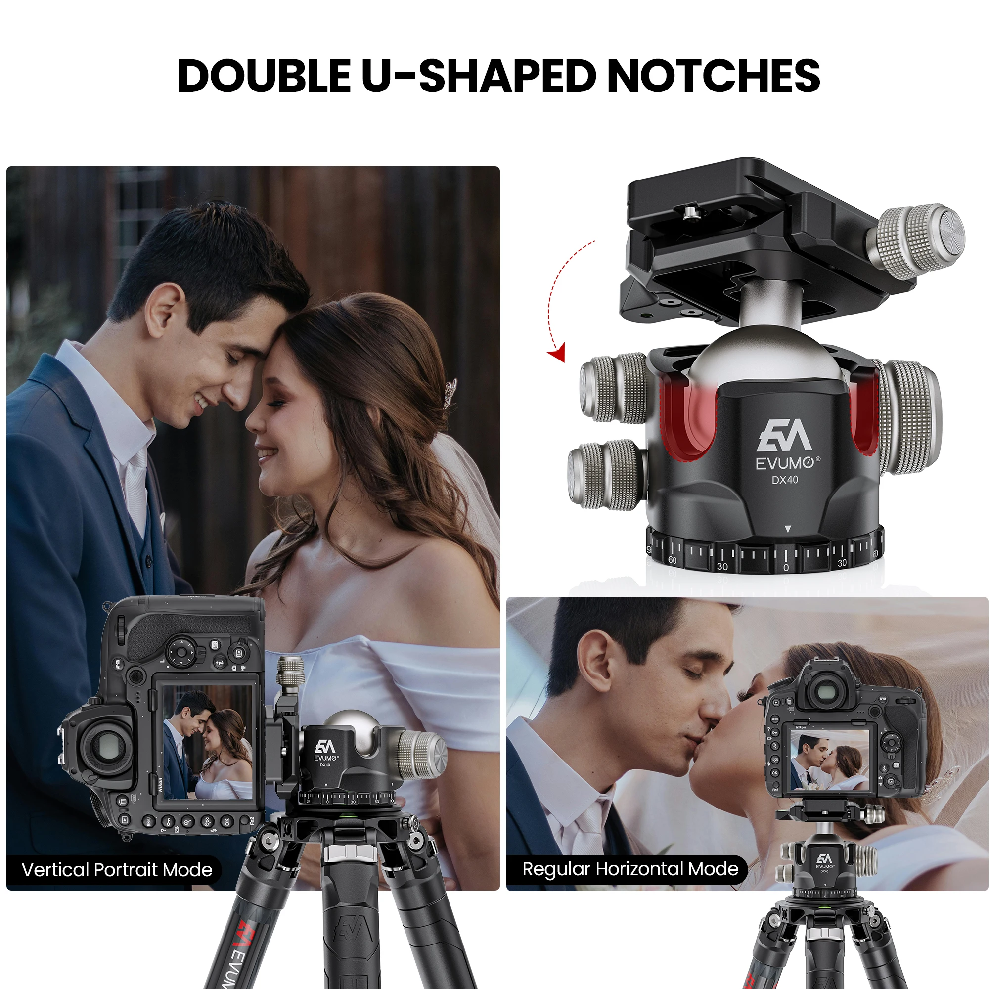 Tripod Ball Head EVUMO DX40 Low Gravity 360&deg; Panoramic 20kg Max Load for Tripod Monopod DSLR