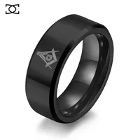 European And American Freemasonry Tungsten Steel Ring For Men, Niche Personality Brotherhood Hand Jewelry Rings 1
