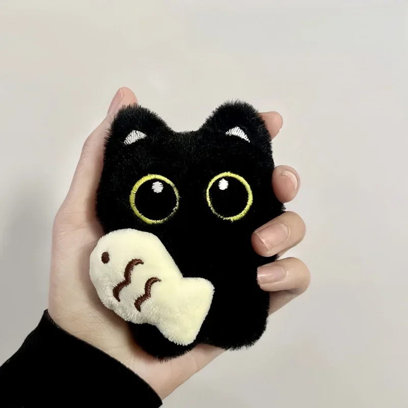 Plush Black Cat Doll Toy Keychain Bag Pendant Charms Car Keyring Accessories 1Pcs For Women Couples Kawaii Gift