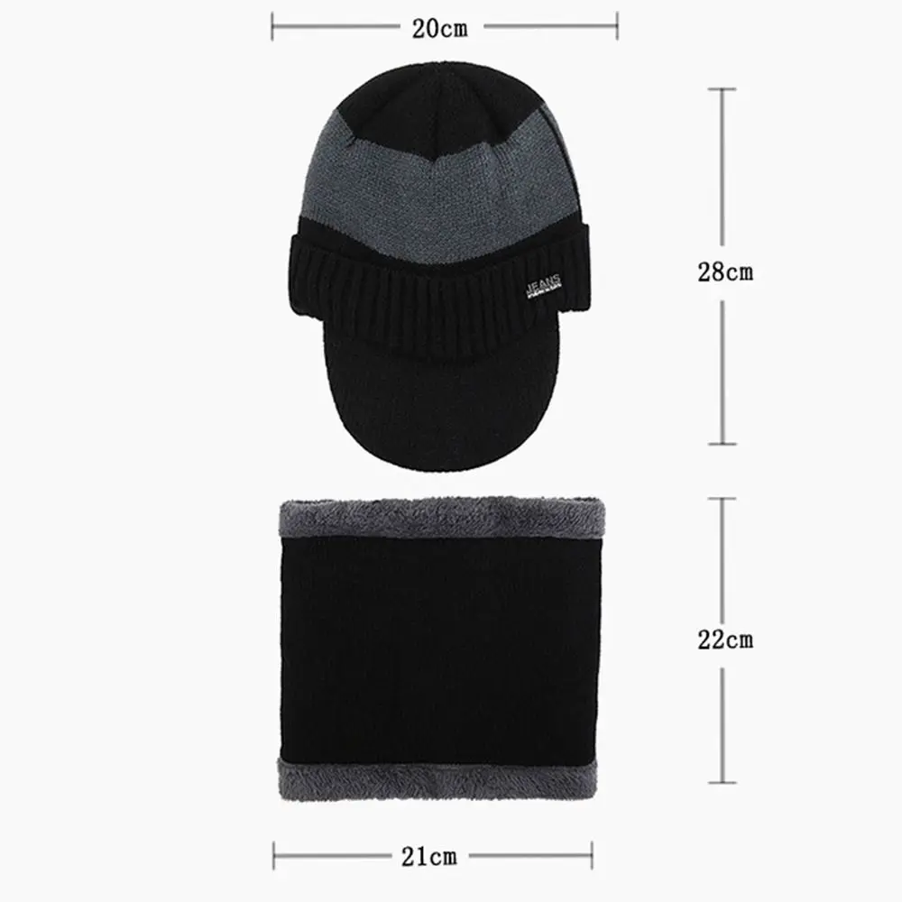 Winter Hat Knitted Beanie Cold Protection Fleece Ski Cap Breathable Men's