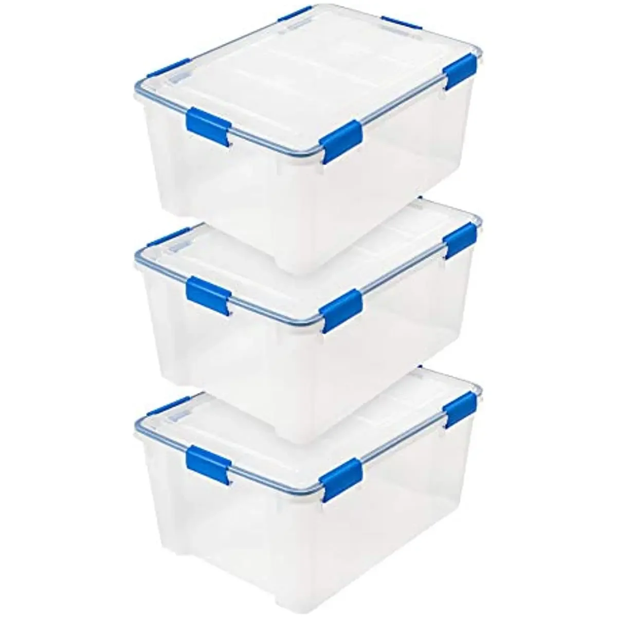 Iris USA, 16 Quart Weatherpro Gasket Clear Plastic Storage Box with Lid, Blue