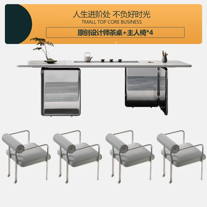 Conjunto de mesa de té y silla de diseño combinado para oficina en casa, moderno, sencillo, ligero y de lujo