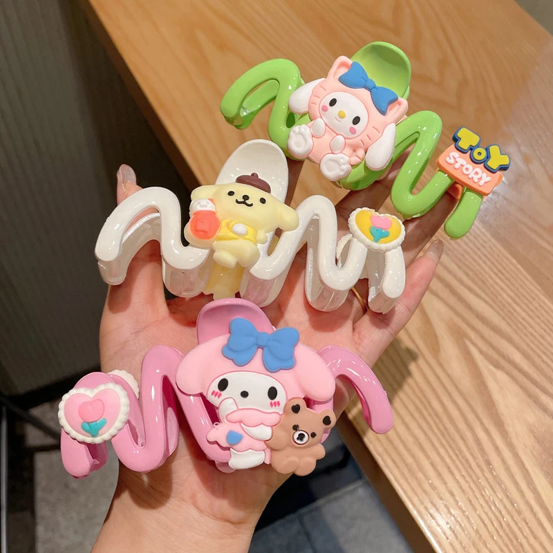 

Sanrio мультфильм Kuromi заколки для волос для женщин аниме Cinnamoroll заколки для волос для девочек Милая Мелодия акула зажим для детей на день рождения Рождество искусственный подарок
