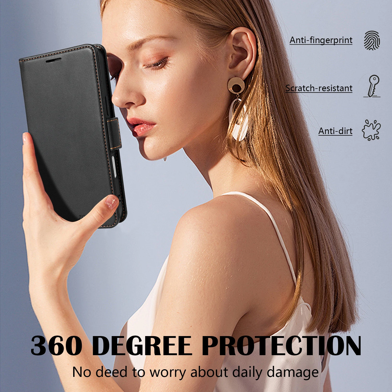 Leather Magnetic Flip Wallet Case with Card Slots and Shockproof Design