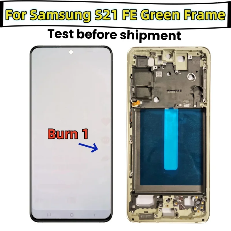슈퍼 AMOLED S21 FE 디스플레이, 프레임 터치 스크린 디지타이저 포함, LCD 섀도우, 삼성 갤럭시 S21 FE 5G G990U G990B/DS G990E