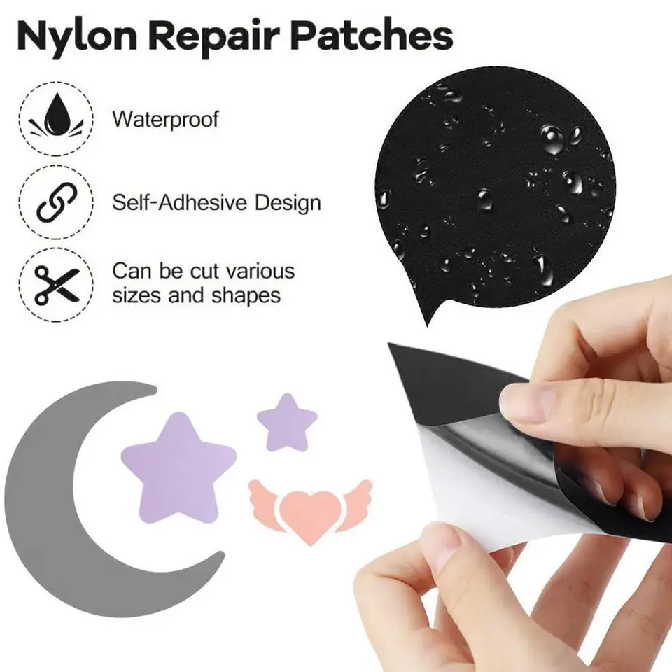 8-Pack Self-Adhesive Nylon Repair Patches - Waterproof, 25x15cm For Clothing, Tents, Bags - View #5