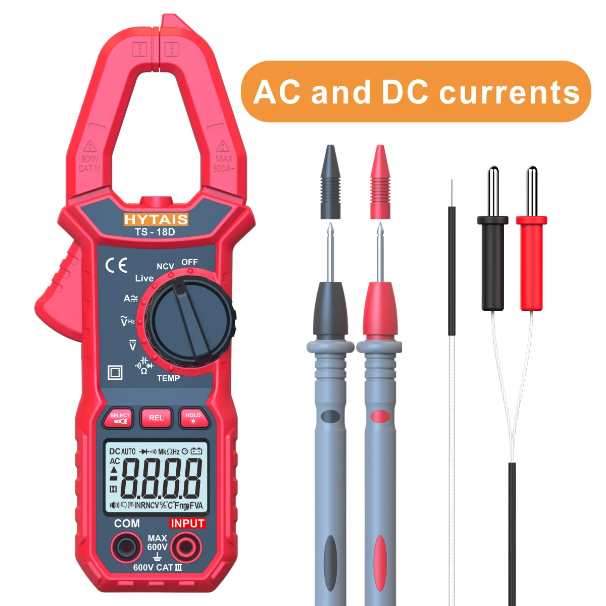 ClampMeterHighPrecisionMultiMeter600ADCACClampAmmeter6000
