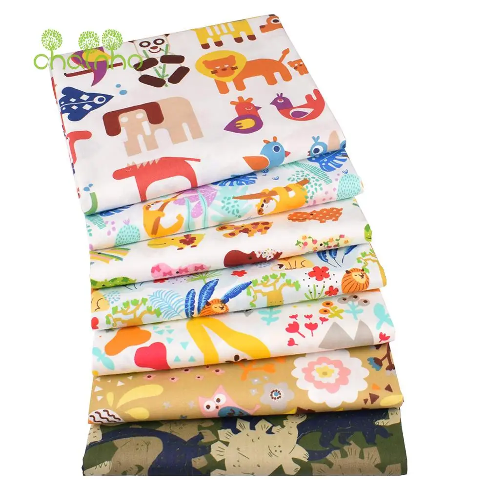 Chainho,Printed Twill Weave Cotton Fabric,DIY Sewing Quilting Material,Patchwork Cloth,7 Designs Cartoon Series,2 Sizes,15C140