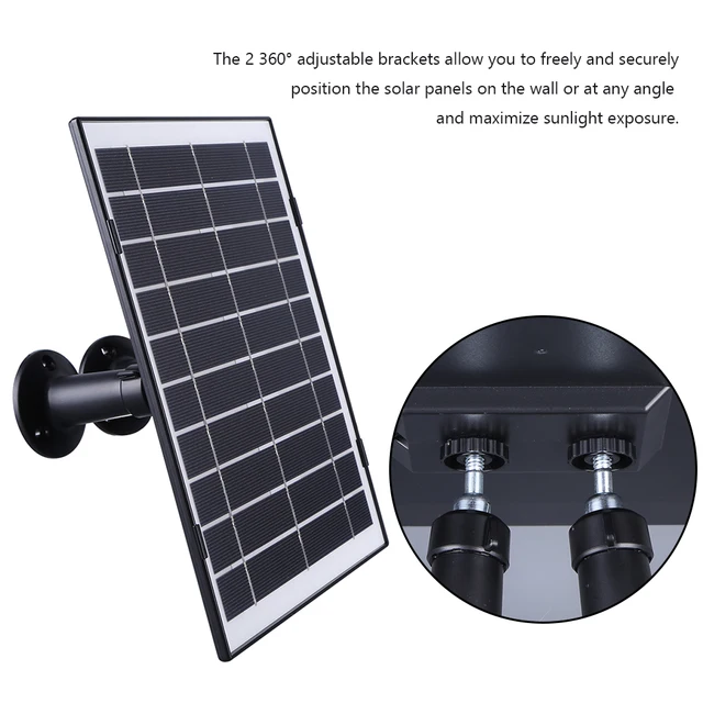 30W Solar Charger Micro USB/USB-C/DC5521 Solar Charging Panel 360°Adjustable Mounting 9.8Ft Charging Cable for EufyCam/Wyze Cam 3