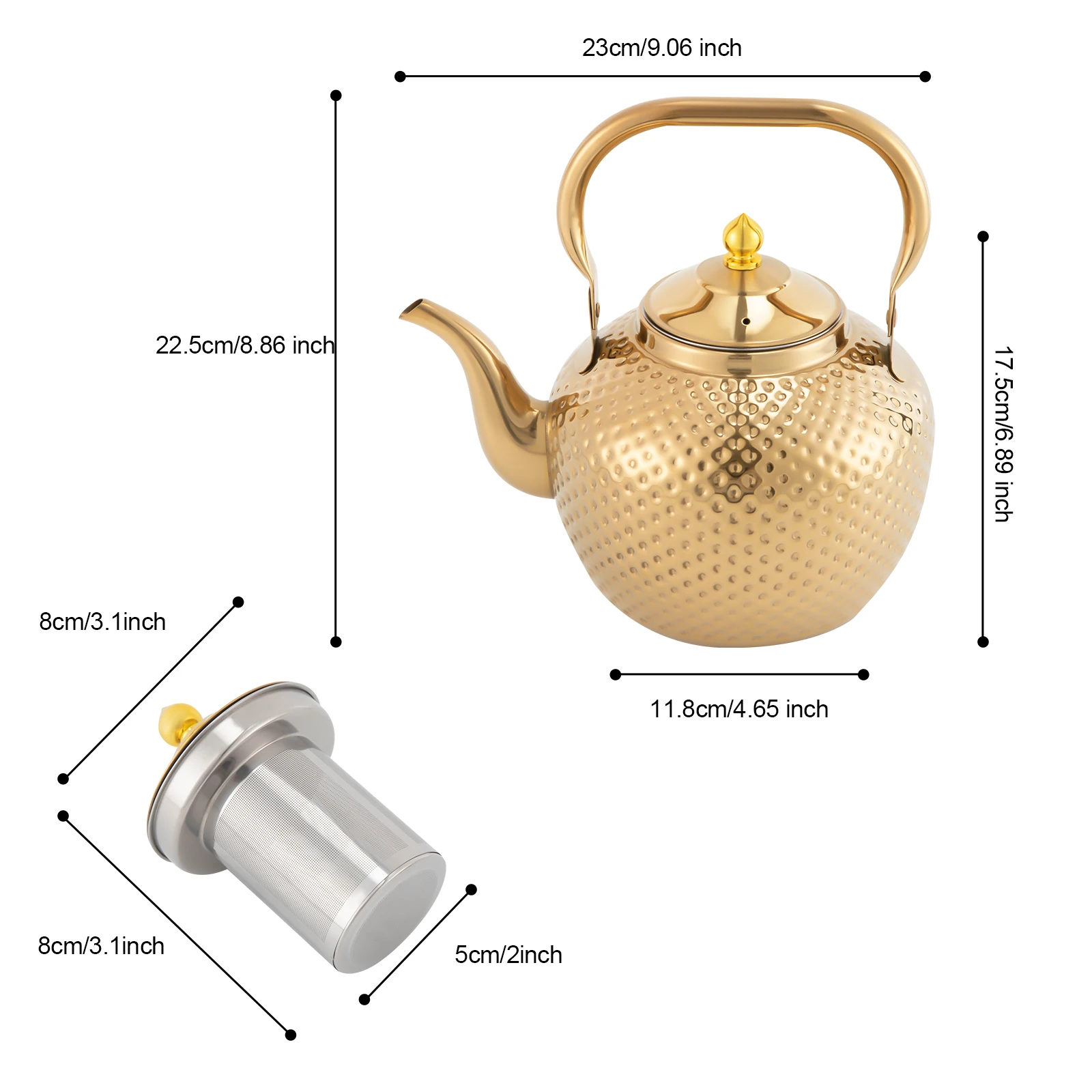 "Sterling Peak" Hammered Stainless Steel Teapot - clHouse & Home