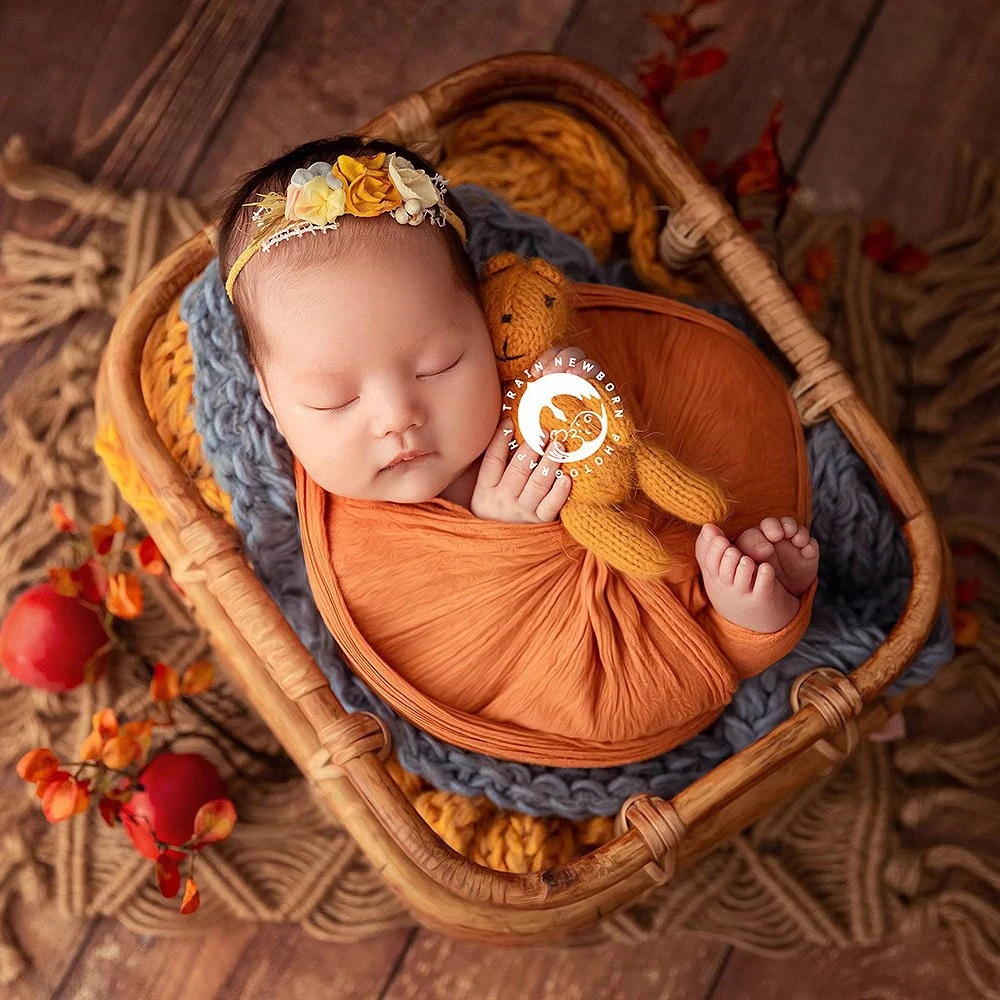 Bamboo Basket For Baby Photoshoot