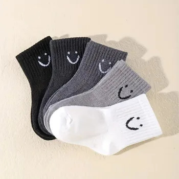 5 Pairs Baby Socks Cute Funny Face Emoticons Pattern Comfortable Kids Boys Girls Socks 5