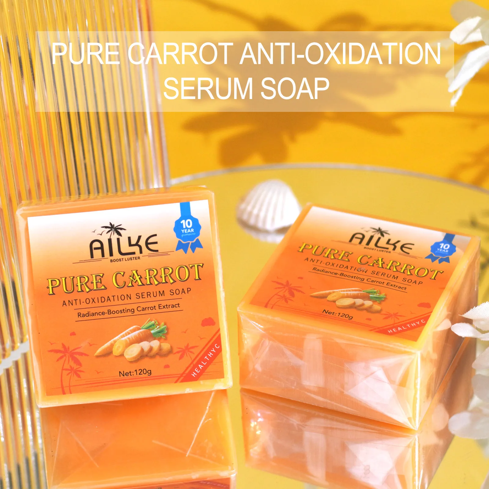 AILKE Pure Carrot Anti-Oxidation Serum Soap, Cleaning Stains, Skin Brightening Soap Bar, With Vitamin C, For Body And Face Use 5