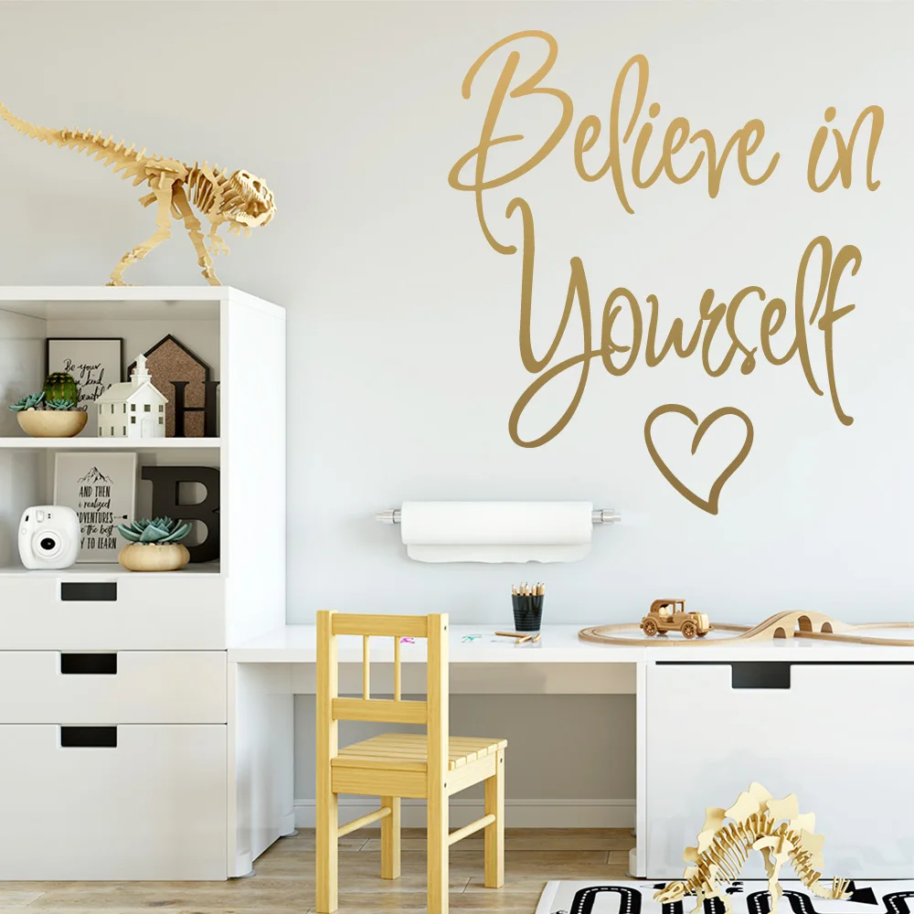 

Fun Believe in yourself Wall Stickers Home Decor Girls Bedroom Sticker For Home Decor Living Room Bedroom Decal Mural