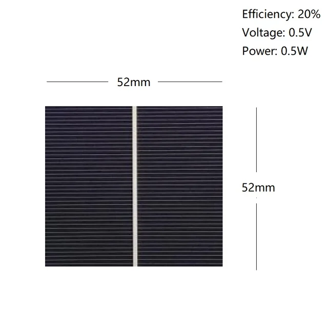 Mono Crystalline Solar Cells 52mm x 52mm Efficiency 20% A Grade For DIY Solar Panel Mono Silicon 1